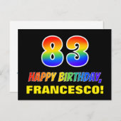 Carte Postale 83e anniversaire : Bold, amusant, simple, arc-en-c (Devant / Derrière)