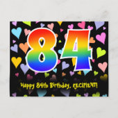 Carte Postale 84e anniversaire : Fun Hearts Motif, Arc-en-ciel 8 (Devant)
