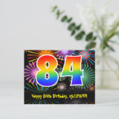 Carte Postale 84e Anniversaire – Motif de feux d'artifice amusan (Debout devant)