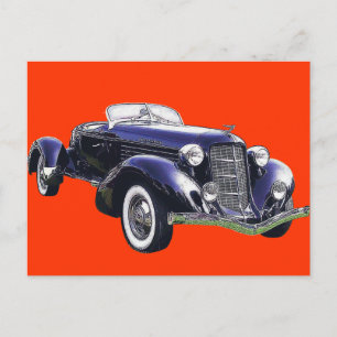 Carte Postale 851 Auburn boattail speedster auto noir voiture