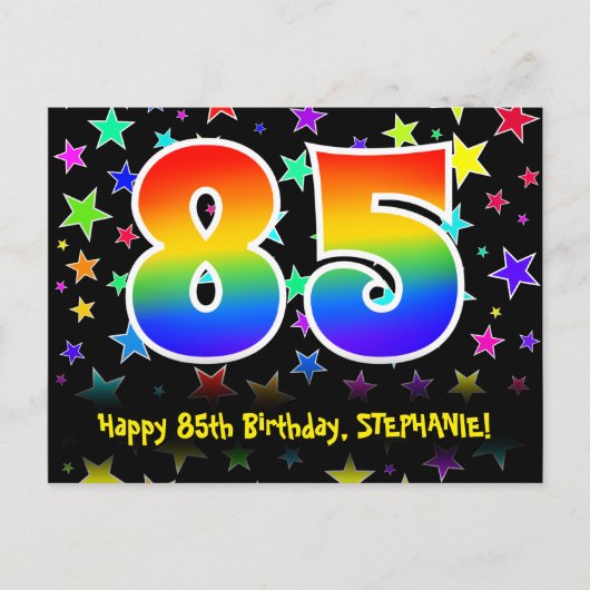 Carte Postale 85e anniversaire : Fun Stars Motif, Arc-en-ciel 85 (Devant)