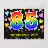 Carte Postale 85e anniversaire : motif coeurs amusants, arc-en-c (Devant)