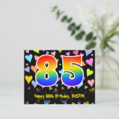 Carte Postale 85e anniversaire : motif coeurs amusants, arc-en-c (Debout devant)