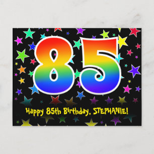 Carte Postale 85e Anniversaire : Motif Étoiles Amusantes, Arc-en