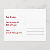 Carte Postale 87e anniversaire : Fun Hearts Motif, Arc-en-ciel 8 (Dos)