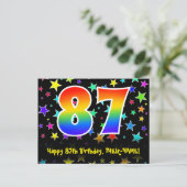 Carte Postale 87e anniversaire : Fun Stars Motif, Arc-en-ciel 87 (Debout devant)