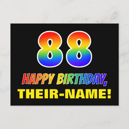 Carte Postale 88e anniversaire : Bold, amusant, simple, arc-en-c (Devant)