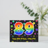 Carte Postale 89e anniversaire : Fun Stars Motif, Arc-en-ciel 89 (Debout devant)