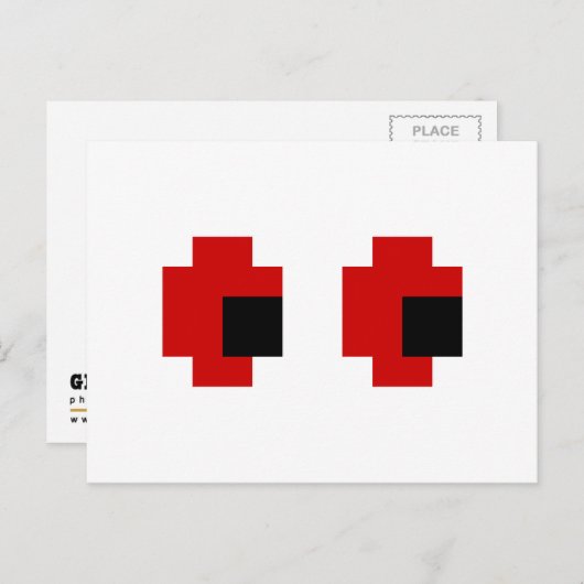Carte Postale 8 bits Éffrayants yeux rouges (Devant / Derrière)
