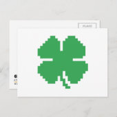 Carte Postale 8 bits Pixel Lucky Four Leaf Clocher (Devant / Derrière)