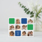 Carte Postale 8 photo collage moderne cube bleu vert (Debout devant)