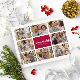 Carte Postale 8 Photos Vœux Chauds Collage Moderne Noël