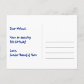 Carte Postale 8e Anniversaire : motif d'étoiles amusantes, arc-e (Dos)