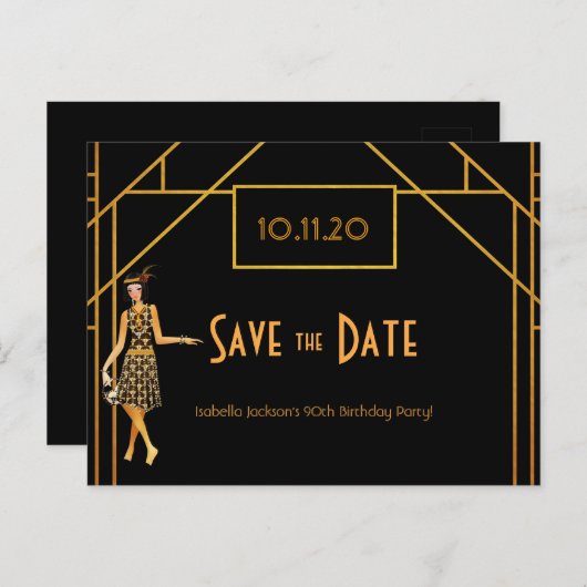 Carte Postale 90e anniversaire art déco années 1920 enregistrer (Devant / Derrière)