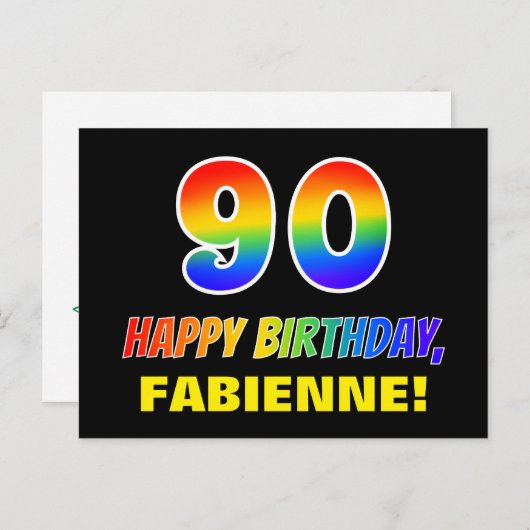 Carte Postale 90e anniversaire : Bold, amusant, simple, arc-en-c (Devant / Derrière)
