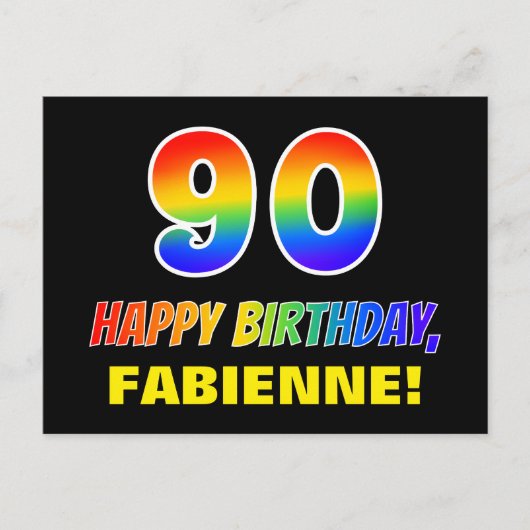 Carte Postale 90e anniversaire : Bold, amusant, simple, arc-en-c (Devant)