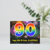 Carte Postale 90e anniversaire - Fun Motif Fireworks + Rainbow 9 (Debout devant)