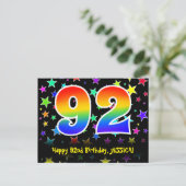 Carte Postale 92e anniversaire : Fun Stars Motif, Rainbow 92, No (Debout devant)