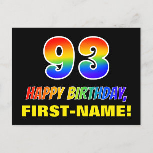 Carte Postale 93e anniversaire : Bold, amusant, simple, arc-en-c