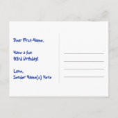 Carte Postale 93e anniversaire : Rayures roses & Cœurs, Arc-en-c (Dos)