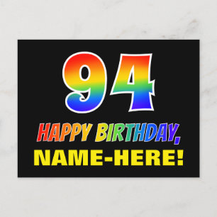 Carte Postale 94e anniversaire : Bold, amusant, simple, arc-en-c