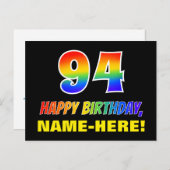 Carte Postale 94e anniversaire : Bold, amusant, simple, arc-en-c (Devant / Derrière)