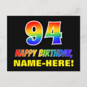 Carte Postale 94e anniversaire : Bold, amusant, simple, arc-en-c (Devant)