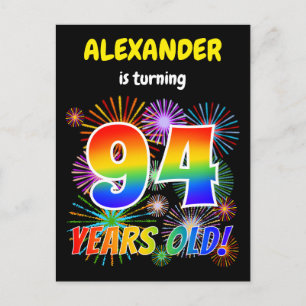 Carte Postale 94e anniversaire - Fun Fireworks, Rainbow Look "94