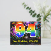 Carte Postale 94e anniversaire - Fun Motif Fireworks + Rainbow 9 (Debout devant)