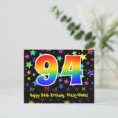Carte Postale 94e anniversaire : Fun Stars Motif, Rainbow 94, No (Debout devant)