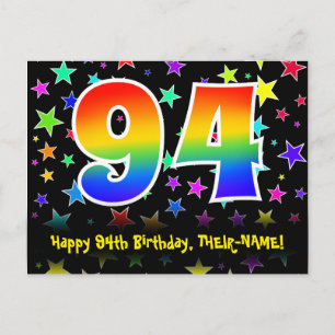 Carte Postale 94e Anniversaire : Motif Étoiles Amusantes, Arc-en