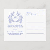 CARTE POSTALE 95E Anniversaire Blue Floral Crest I (Dos)