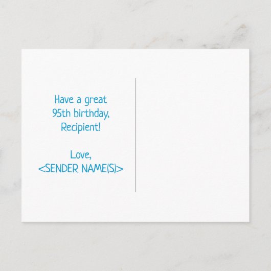 Carte Postale 95e anniversaire : Bold, amusant, simple, arc-en-c (Dos)