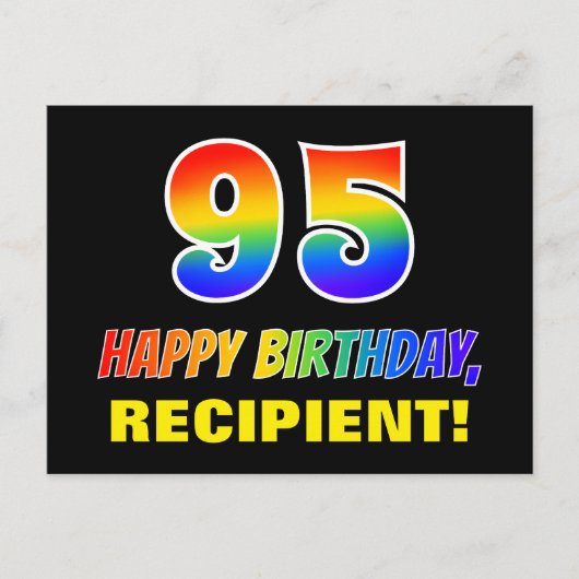 Carte Postale 95e anniversaire : Bold, amusant, simple, arc-en-c (Devant)