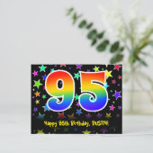 Carte Postale 95e Anniversaire : motif d'étoiles amusantes, arc- (Debout devant)