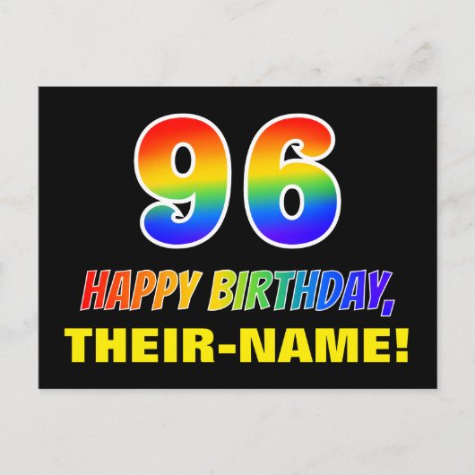 Carte Postale 96e anniversaire : Bold, amusant, simple, arc-en-c (Devant)
