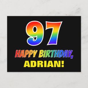 Carte Postale 97e anniversaire : Bold, amusant, simple, arc-en-c