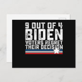 Carte Postale 9 Électeurs De Biden Sur 4 Regrettent Leur Décisio (Devant / Derrière)