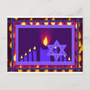 Carte Postale 9 flamme de bougie sur l'étoile de lavande violett