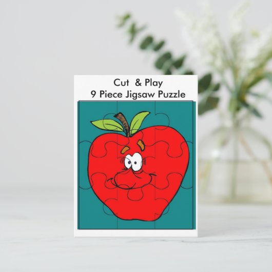 Carte Postale 9 Pièce Couper & Jouer Puzzle Apple (Debout devant)