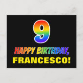 Carte Postale 9e anniversaire : Bold, amusant, simple, arc-en-ci (Devant)