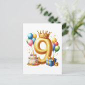 Carte Postale 9e anniversaire doré (Debout devant)