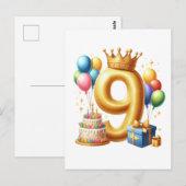 Carte Postale 9e anniversaire doré (Devant / Derrière)