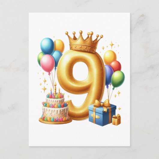 Carte Postale 9e anniversaire doré (Devant)