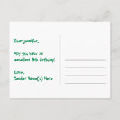 Carte Postale 9e anniversaire : motif de cœurs amusants, 9 arc-e (Dos)