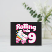 Carte Postale 9e anniversaire Roller Skate 9 ans (Debout devant)