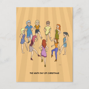 Carte postale 9e jour de Noël (9 Danses Dames)