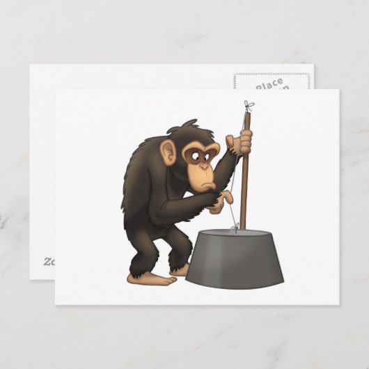 Carte Postale À Basse-Basse-Lecture’ Chimp (Devant / Derrière)