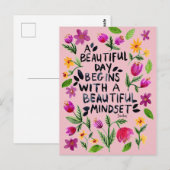 Carte Postale A beautiful day - Quote - Watercolor Florals (Devant / Derrière)