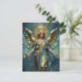 Carte Postale A Beautiful Gold and Turquoise Angel (Debout devant)